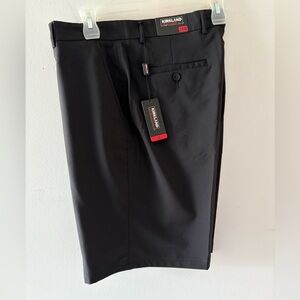 Kirkland Signature Men's Black Flat Front Dressy Golf Shorts Sz 34 NEW W TAGS